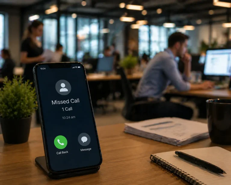 Missed call from a prospective customer in a busy office setting